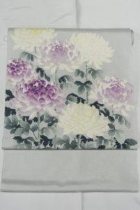 オリジナル名古屋帯_グレー_菊